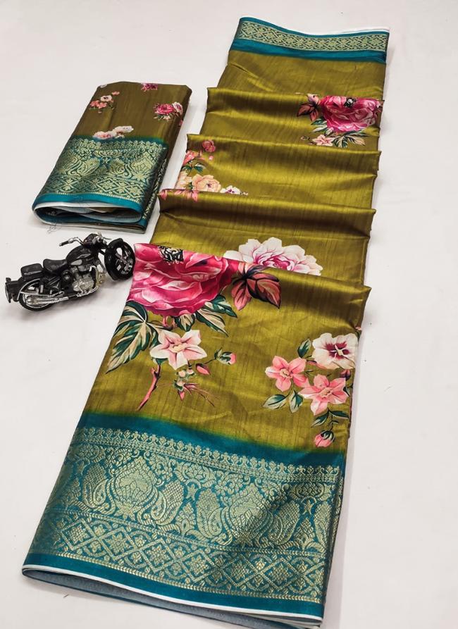 Dola Silk Green Festival Wear Printed Saree